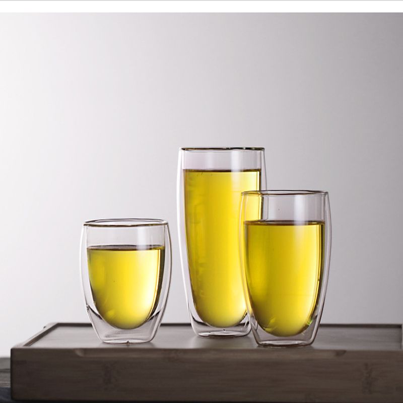 Whole Europe Style Double Wall Glass Coffee Cups Heat Resistant 250ml 350ml 450ml Mug Tea Cup Glassware With High Quality