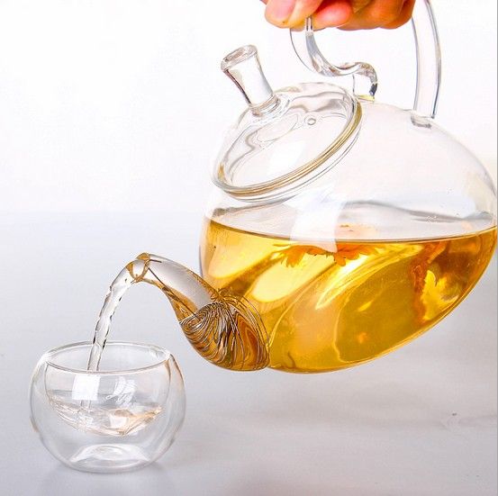 600ml résistant à la chaleur avec une poignée haute fleur de café en verre de thé Pot de thé en verre chinois J1011-2