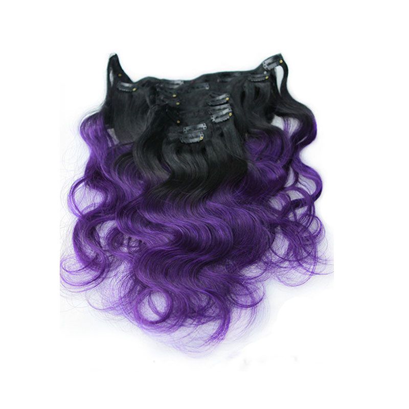Ombre Clip In Human Hair Extensions 110g Brazilian Body Wave Clip