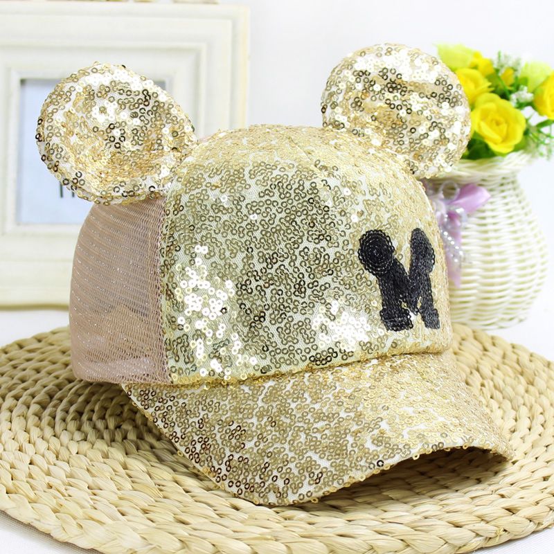 Kids Boys Girl Sequin Mesh Mickey Mouse Baseball Cap Adjustable Trucker Hat Cute