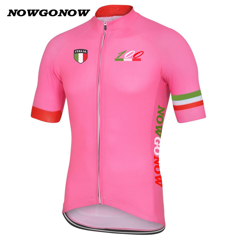 NOWGONOW Men Team 2017 Cycling Jersey Pink Rose Leader Tour De Italy
