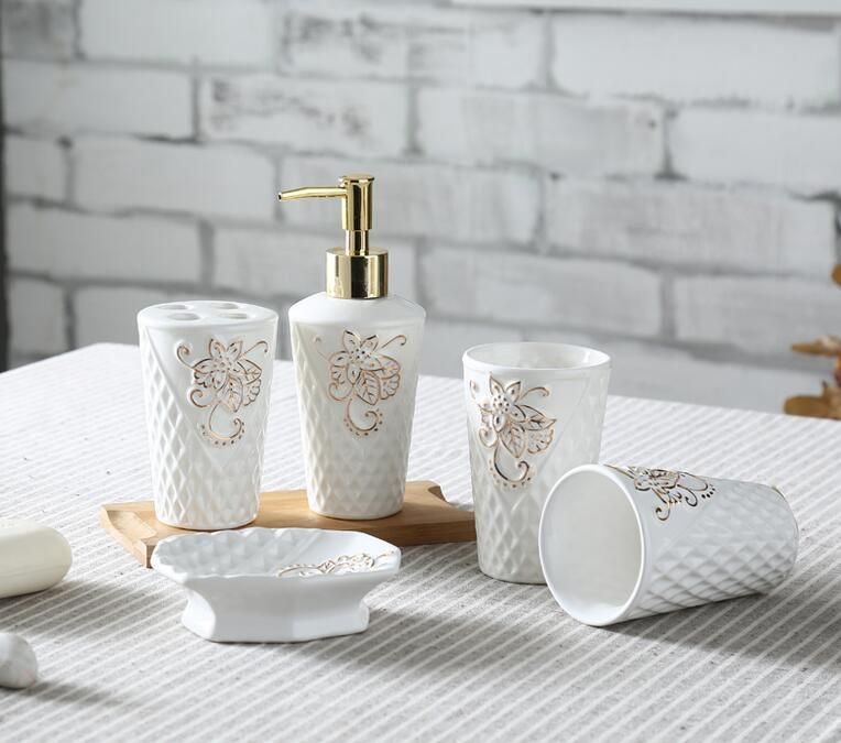 Grosshandel Blattform Keramik Bad Accessoires Elegant 5 Stuck