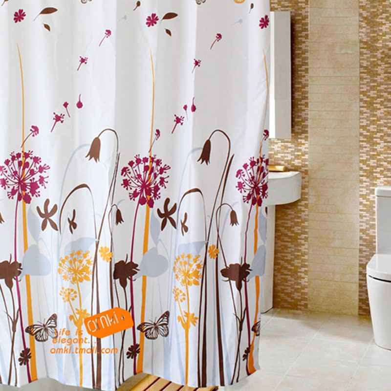 Aslt Great Quality Polyester Flower Design Bathroom Shower