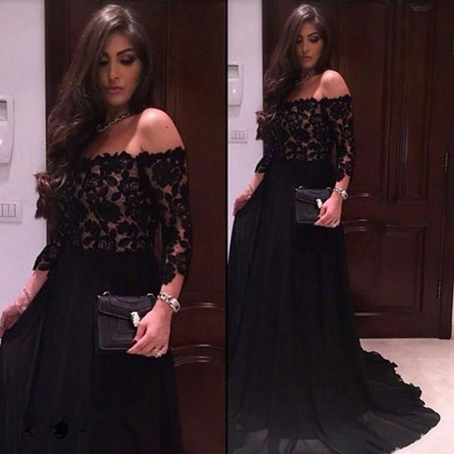 black lace prom dresses 2019