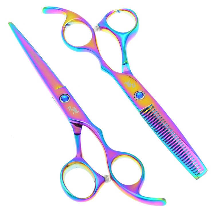 Daoomo 5,5 дюйма 6,0 дюйма Rainbow Hair Hair Tesoura салон парикмахерские ножницы набор парикмахеров для волос для резки волос Tijeras волос ножницы LZS0624