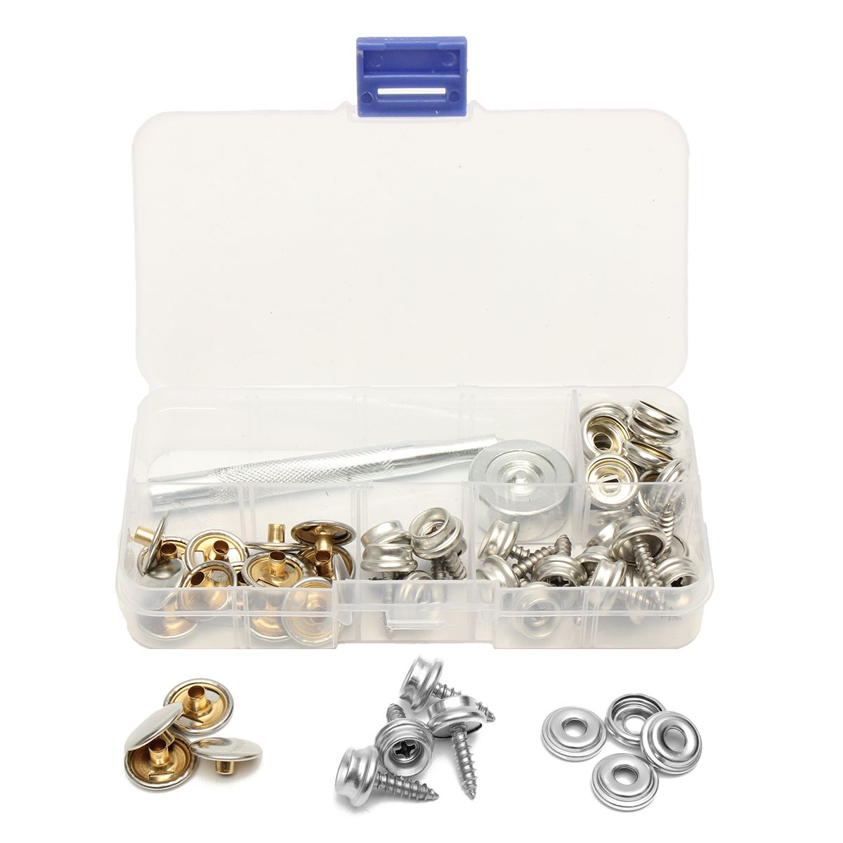 2020 Stainless Steel Press Studs Screw Bases Snap Fasteners Kit For