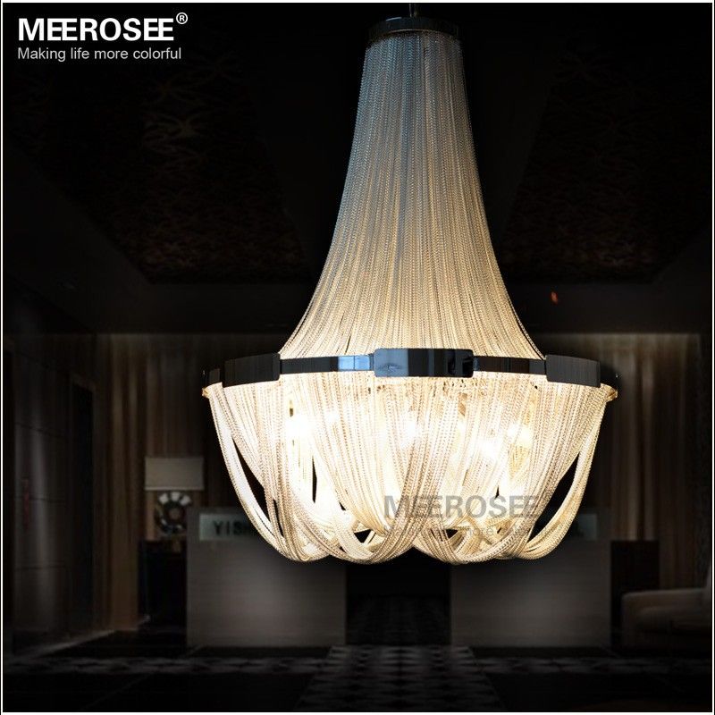 French Empire Chain Chandelier Light Fixture Long Hanging French Empire Chain Chandelier Light Fixture Long Hanging Suspension Re Lamp Aluminum For Restaurant Black Pendant Lights Round