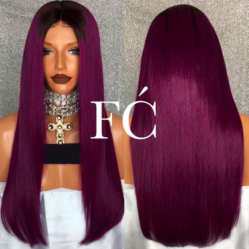 Diosa Silky Straight Ombre Lace Front Human Hair Wigs For Women