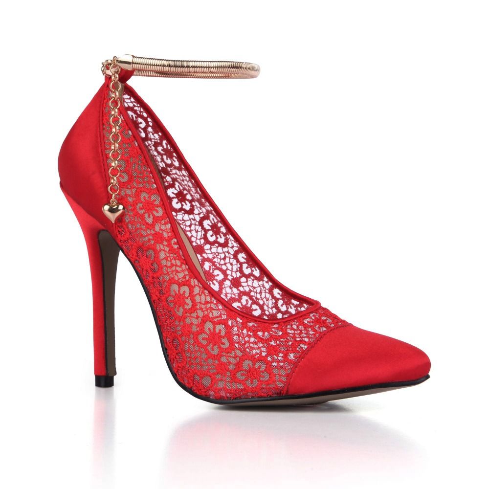 red and black lace shoes