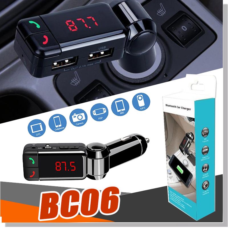 BC06 Bluetooth Car Charger BT Wide Use Wireless Music MP3 MP4 Player BC 06 Support TF Card