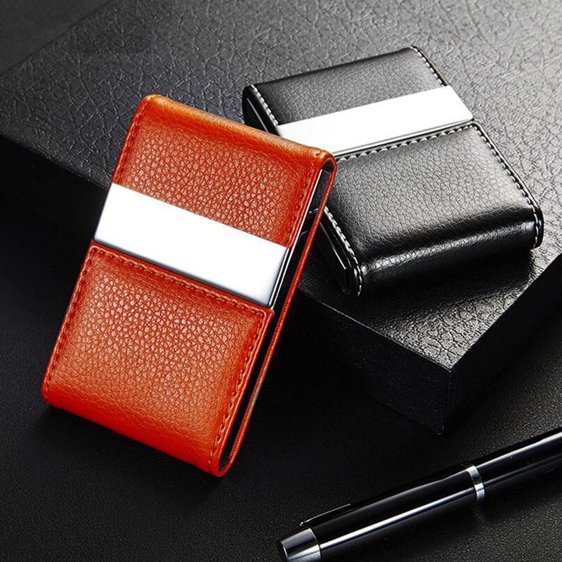 2019 Business Credit Card Holder For Women Men Fashion ID Cardholder Wallet Metal PU Leather