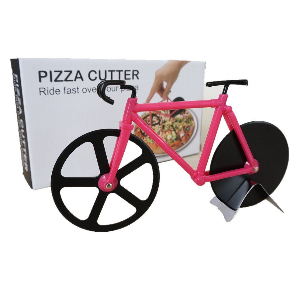Bicycle Pizza Cutter Dual Slicer Stainless Steel Pizza Wheel Cutter Non