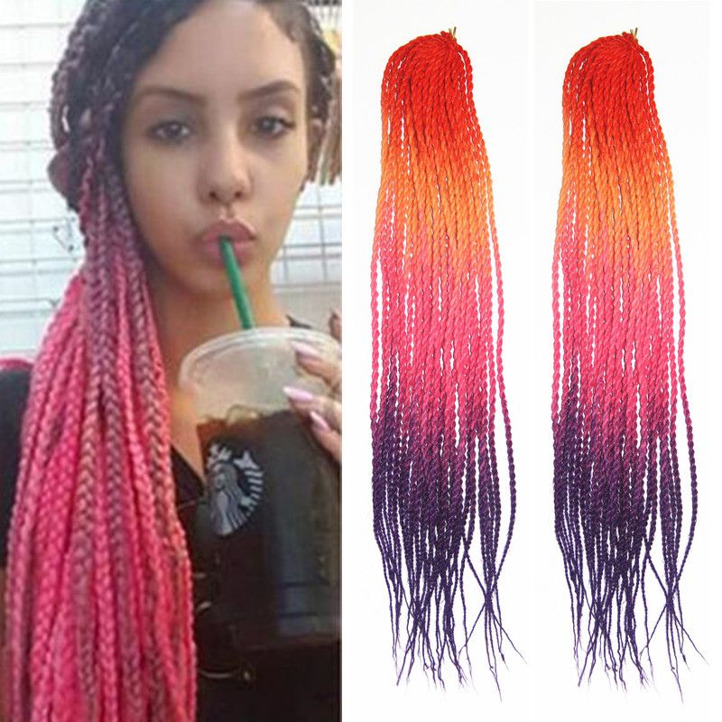  Colorful Braiding Hair / 5 packs Colorful Faux Locs Crochet Straight ...