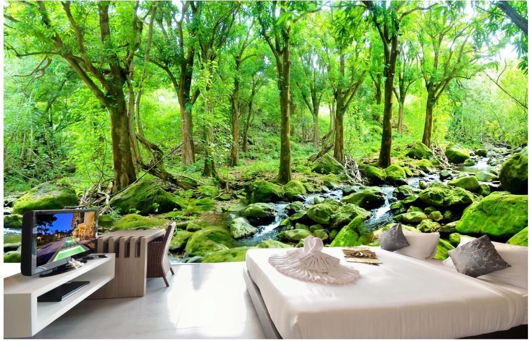 Compre HD Pintura A Óleo Floresta Paisagem De Fundo Mural 