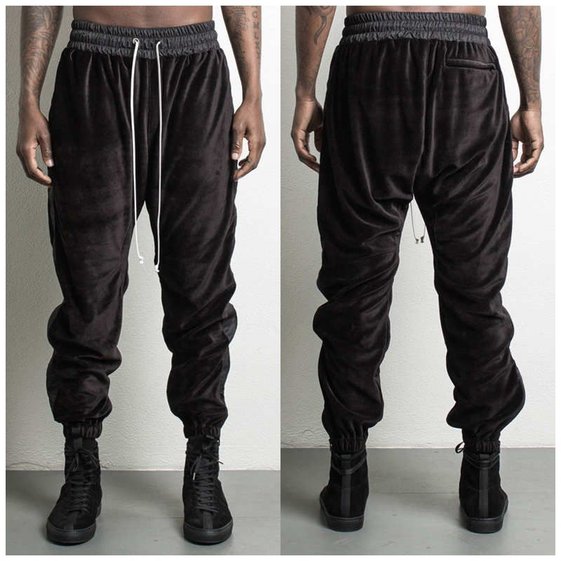 brown velvet joggers