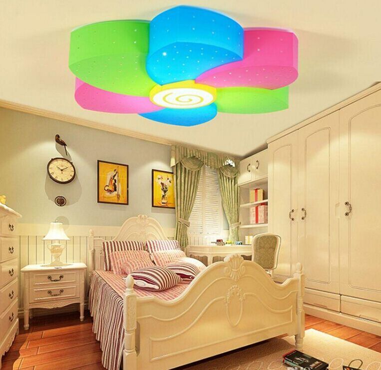 2019 cute led color plastic flower girl's room ceiling light cartoon