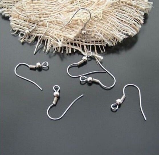 Großhandelsart- und weiseschmucksachen die chirurgischen Edelstahl-Ohr-Draht Hooks ~ with Bead + Coil Ohrring-Entdeckungen silberner Ton DIY finden