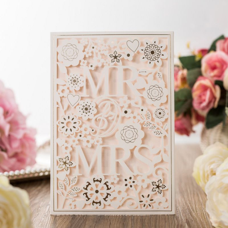 2018 laser cut wedding invitation sets white paper hollow out mr mrs