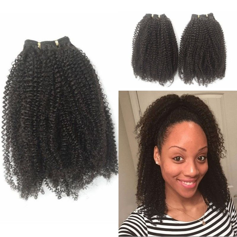 1mm Afro Kinky Curly Hair Weft Unprocessed Brazilian Human Hair
