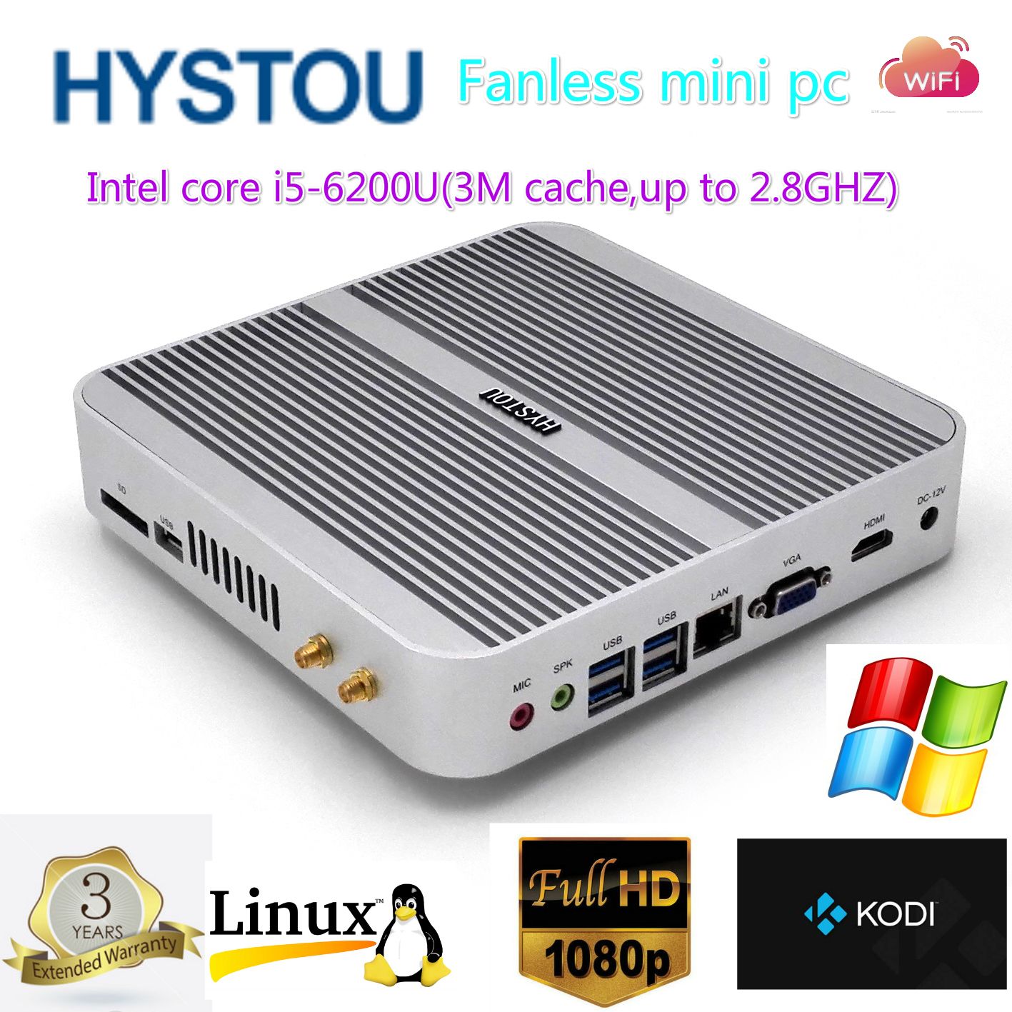 Intel Skylake Processor I5 6200u Mini Desktop puter Fanless Ddr3l Intel Skylake Processor I5 6200u Mini Desktop puter Fanless Ddr3l Dual Memory Hdmi Vga Gigablt Lan Htpc Windows 10 Rs232 Optional 2017 Super Pc Super