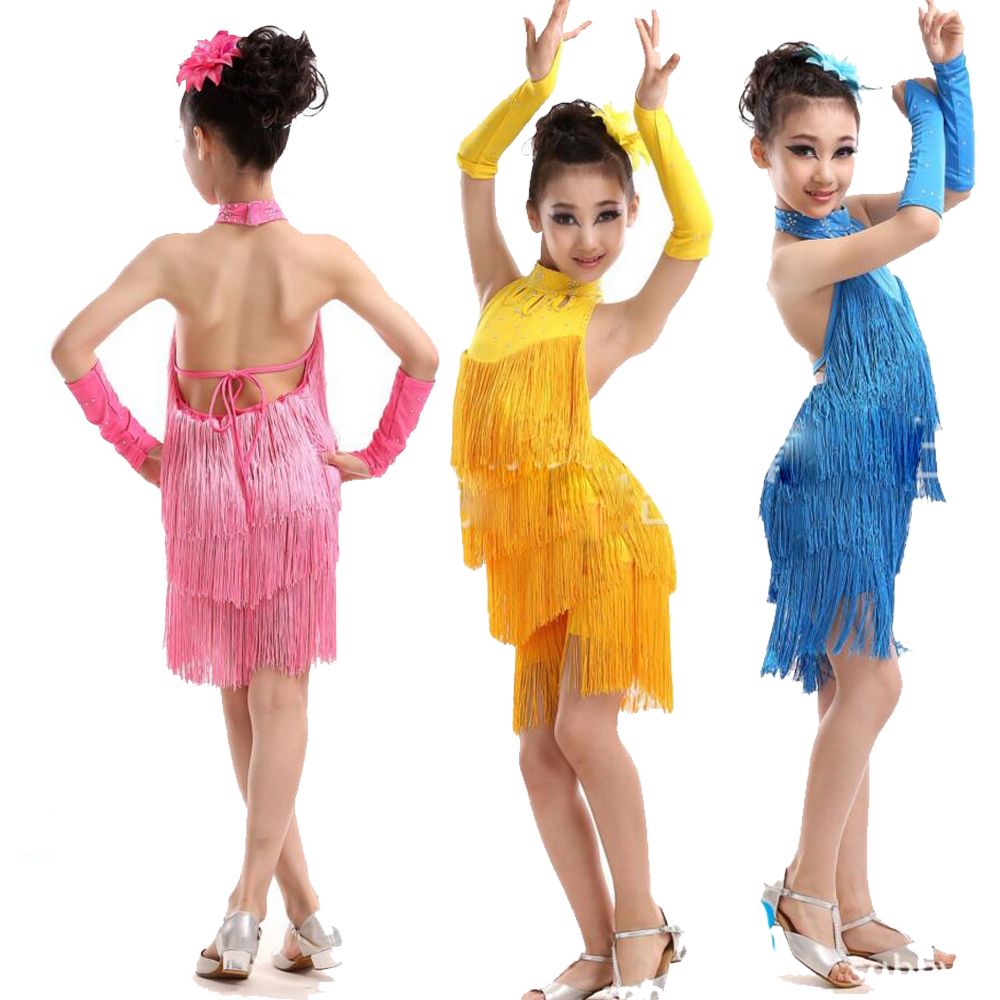 Childrens Latin Salsa Ballroom Dance Dress Girls Competition Dancewear