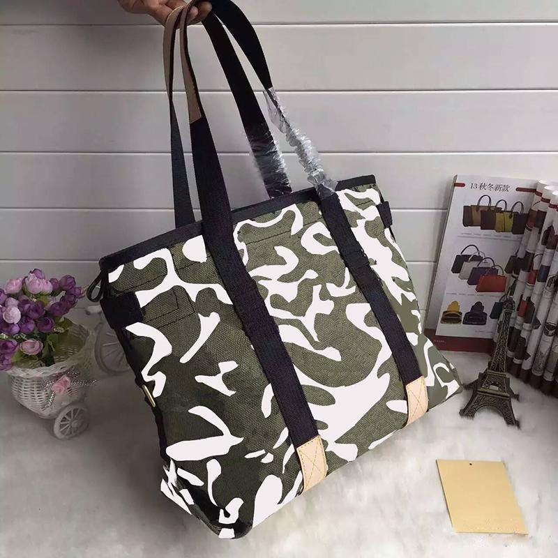 New Designer Camouflage Ladies Totes Genuine Leather Medium Womens
