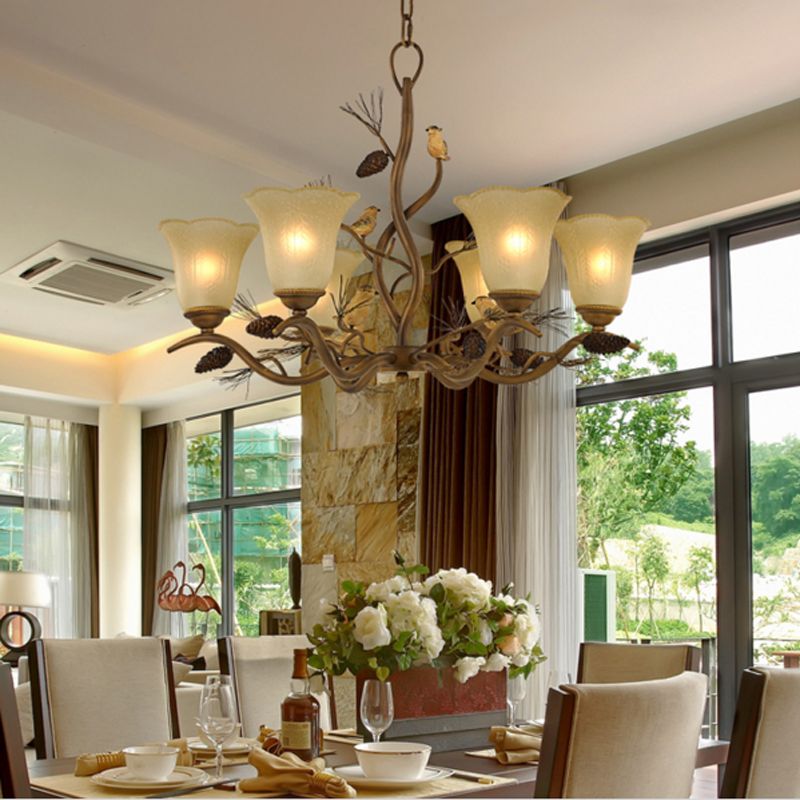 Hotel Lights American Vintage Imitation Wooden Chandelier Lamp Hotel Lights American Vintage Imitation Wooden Chandelier Lamp Living Room Dining Retro Resin Glass Led Wood Light Fixtures Hanging Ceiling