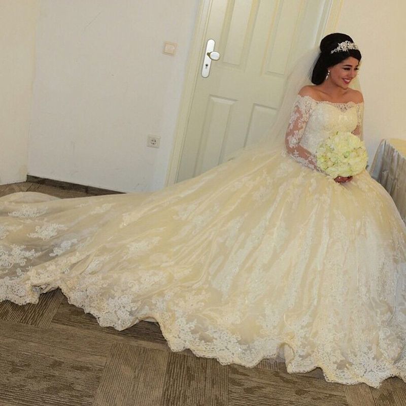 Romantic Long Sleeve Lebanon  Wedding  Dress  2019 Vestido De 