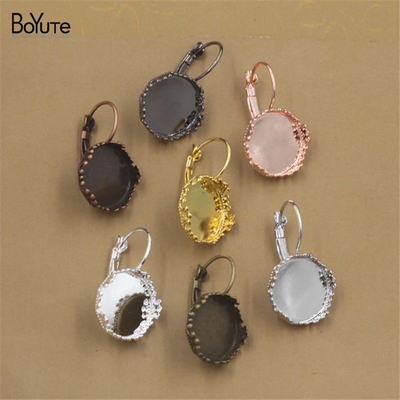20pcs Silver Metal Color Brass Ear Studs Setting Nickel Free Blank Pad Tray 12mm