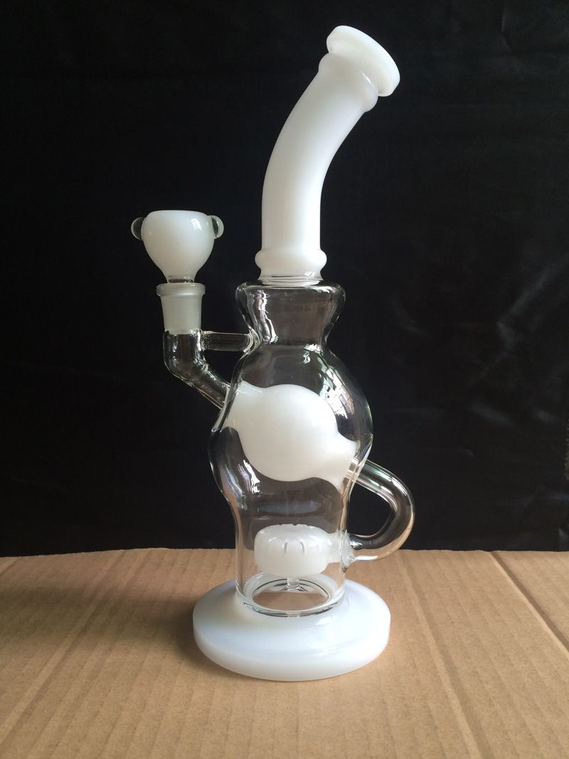 2019 Thick Glass Bong Fab Egg Bongs With 14.5mm Female Joint White