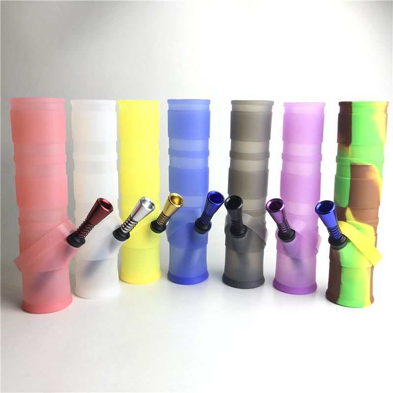 2021 New Folded Portable Silicone Water Bong With Clear Black Blue Red