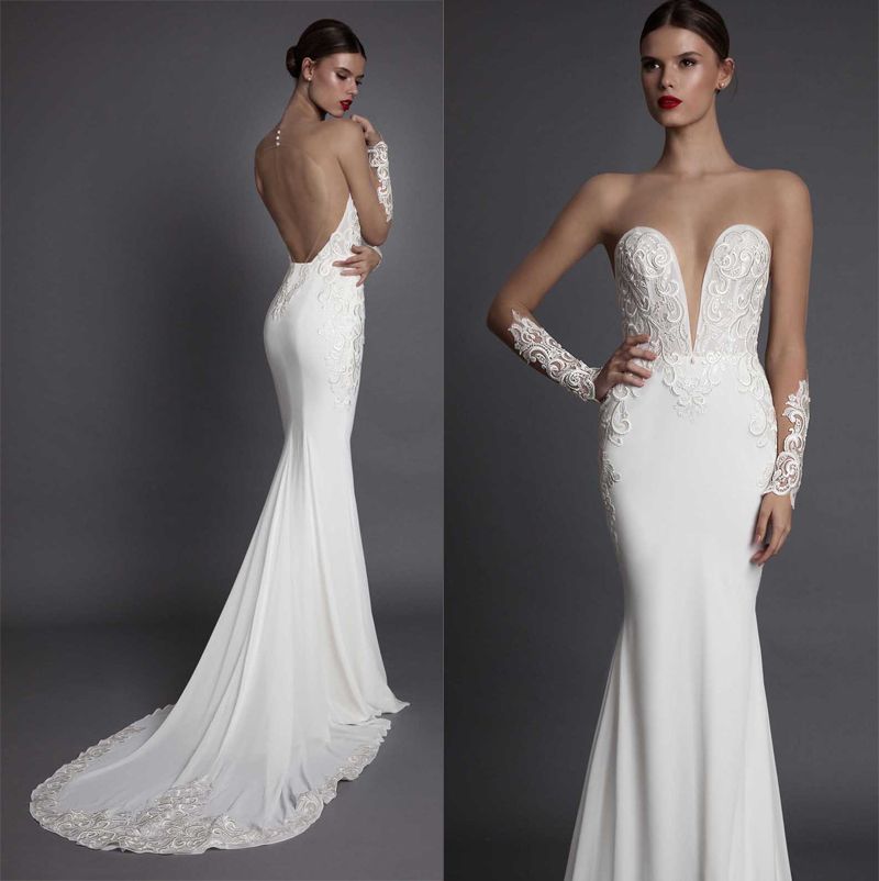 strapless low back wedding dress