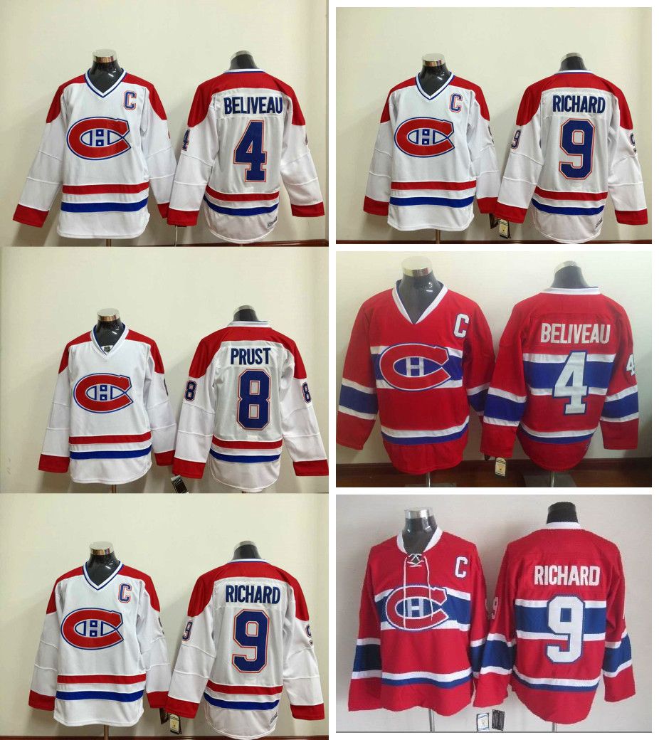 2019 Montreal Canadiens CCM Vintage Throwback 4 Jean Beliveau Jersey