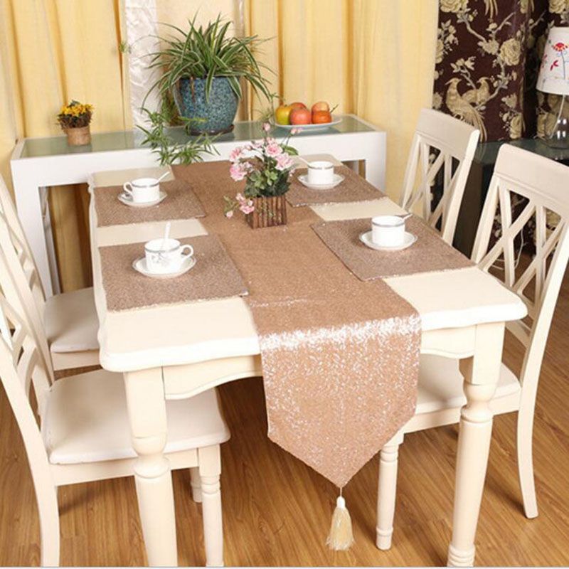 28 40cm Pure Luxury Sequin Table Mat Polyester Fiber 28 40cm Pure Luxury Sequin Table Mat Polyester Fiber Decoration Mats Kitchen Accessories White Gary Gold Pink Purple Red