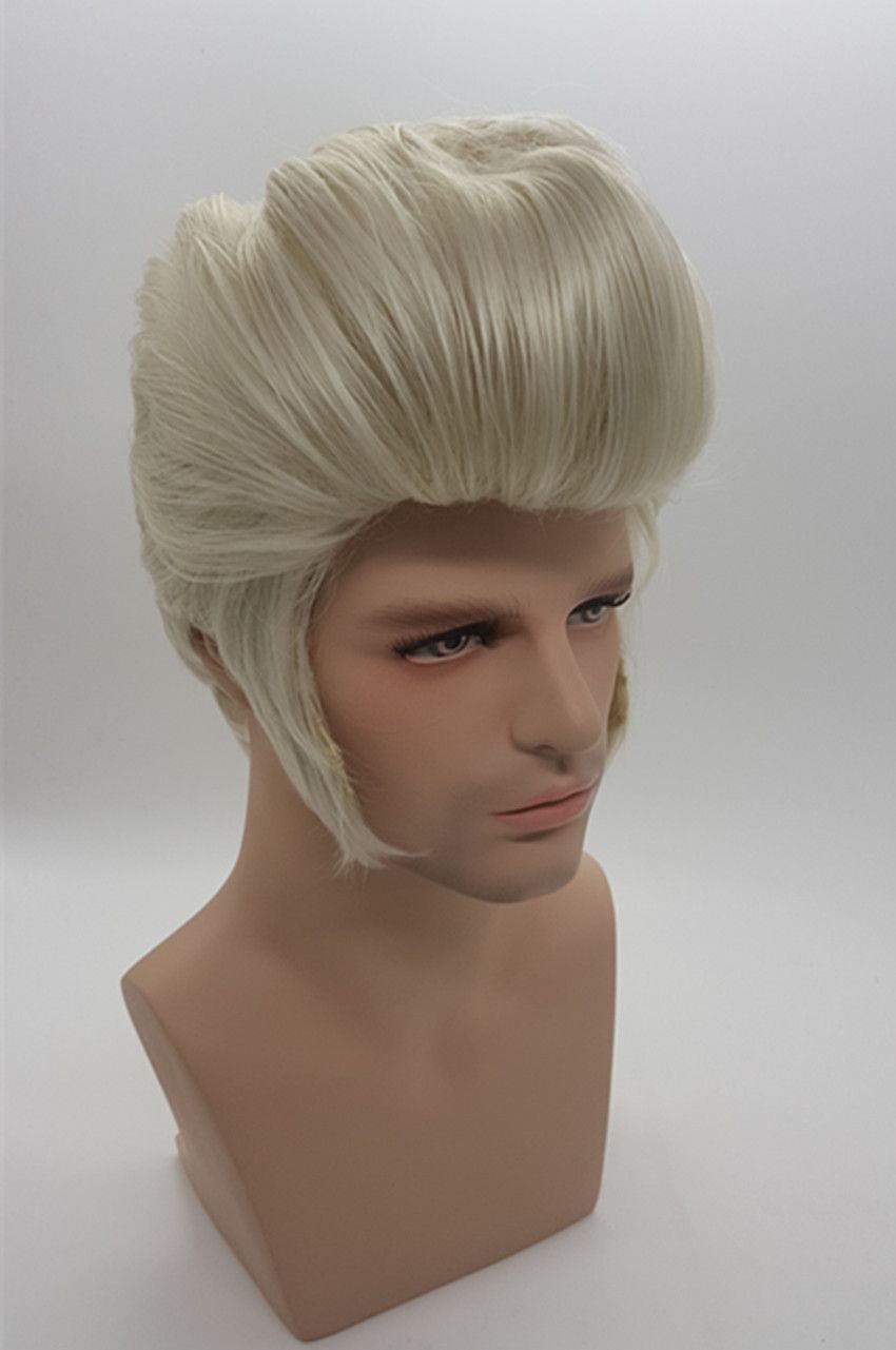 Xt861 White Silver Natural Synthetic Hair Elvis Presley Hairstyles