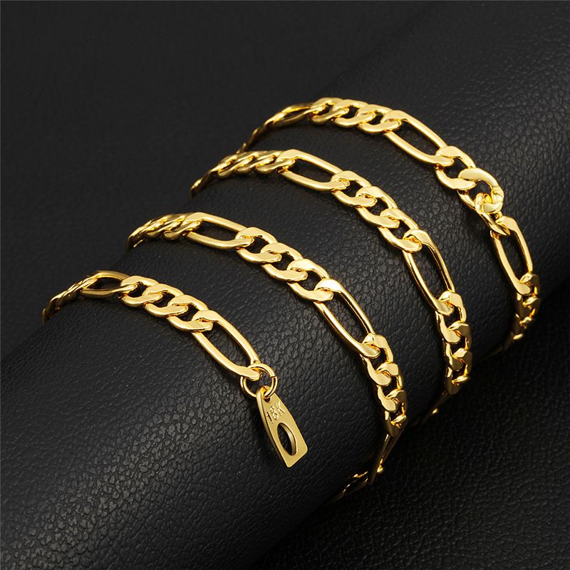 2020 Simple Fashion Men Chains 18k Real Yellow Gold Plated 22inches