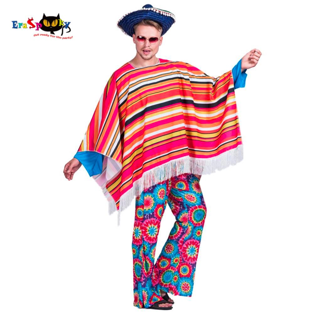 men mexican poncho wild west cowboy costume carnival party adult male bandit outfits blanket clothing halloween costumes cute group halloween costumes cheap