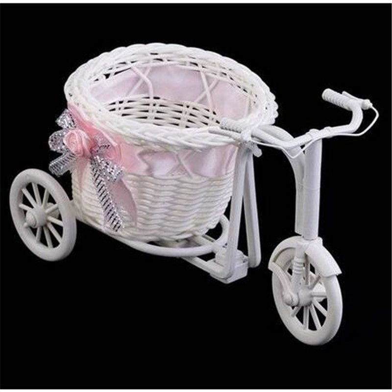 2019 Bowknot Rattan Tricycle Bike Basket Party Wedding Decor Gift