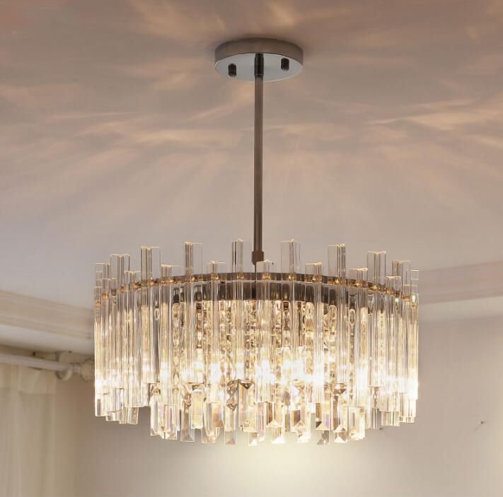 Modern Luxury Crystal Chandeliers Round Crystal Pendant Light Fixtures