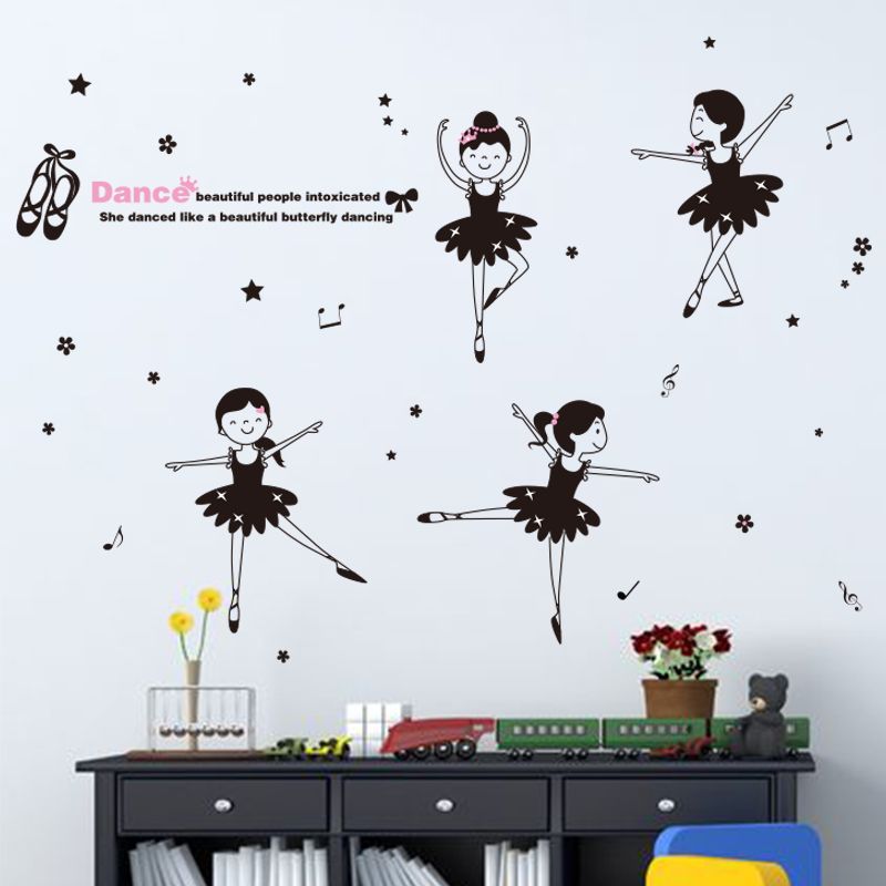 shijuehezi removable little girl dancer wall stickers vinyl diy wall