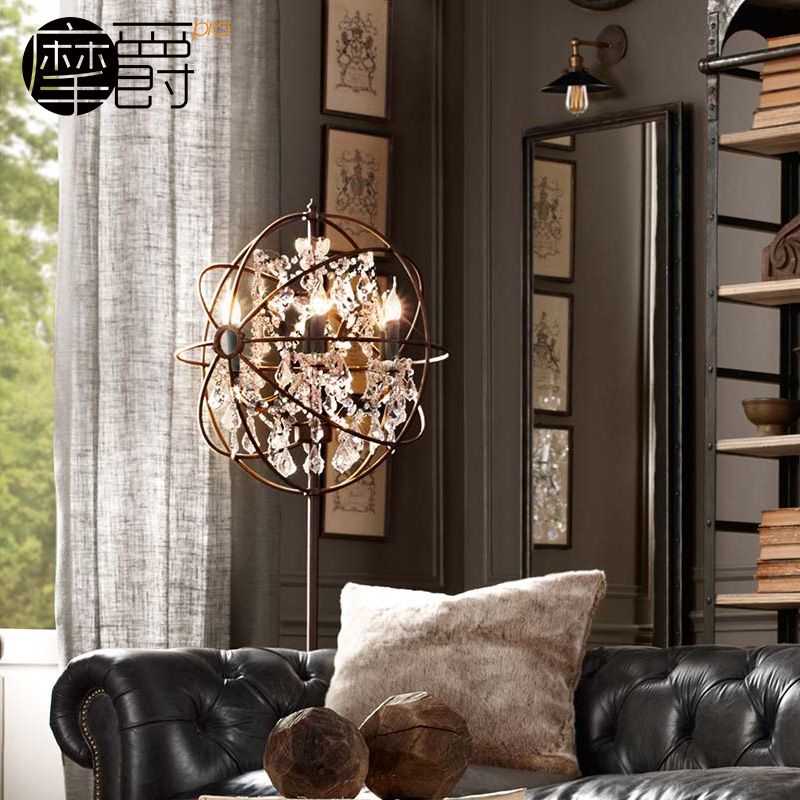 2018 Moderne Wrount Iron Globe Crystal Retro Designer Rh Loft 2018 Moderne Wrount Iron Globe Crystal Retro Designer Rh Loft Style Floor Lamp From Yuancao 253 08 Dhgate Com