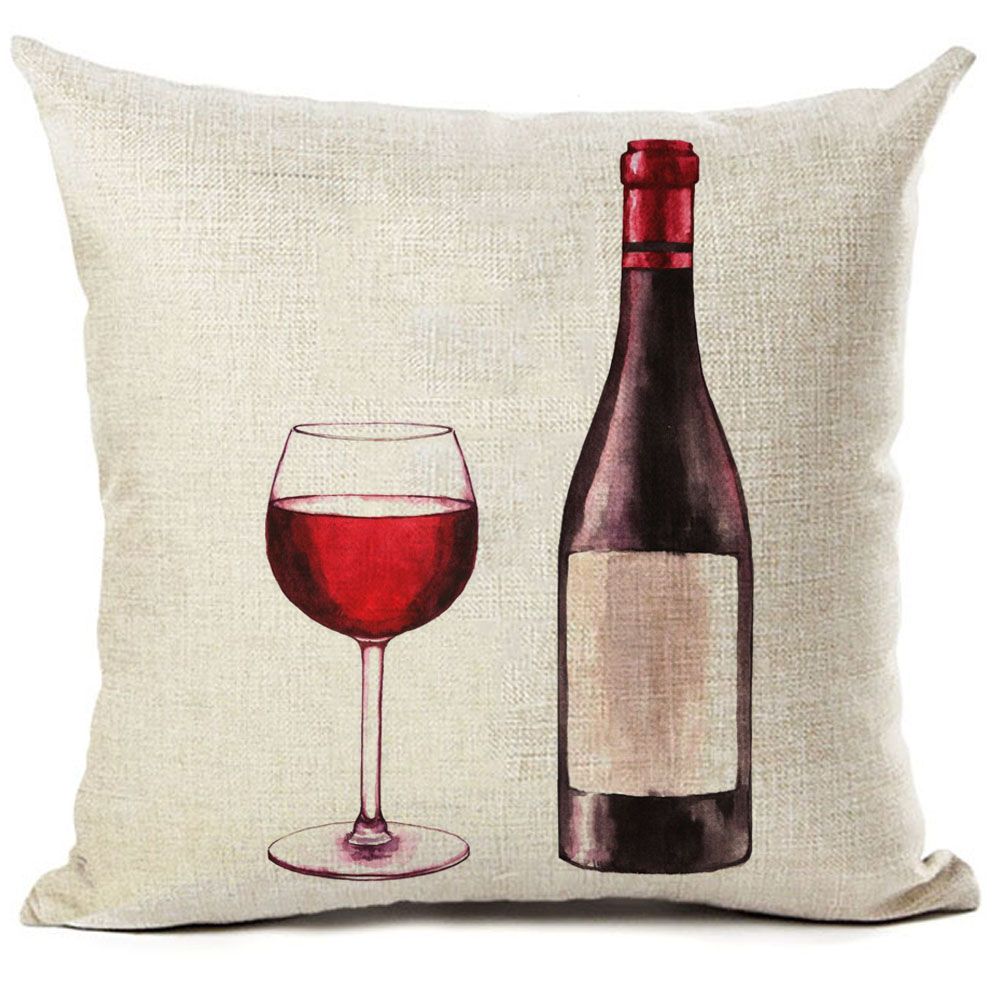Cushion Covers Red Wine Casual Style Pillow Cover Decorative Cotton Linen Pillow Case For Sofa