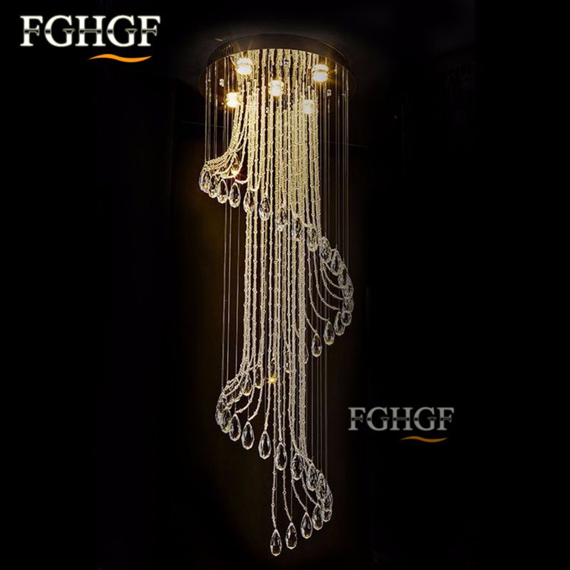 Long Crystal Chandelier Modern Ceiling Light New Luxury Long Crystal Chandelier Modern Ceiling Light New Luxury Lighting Lamp Fixtures For Indoor Dining Room Stairs Purple