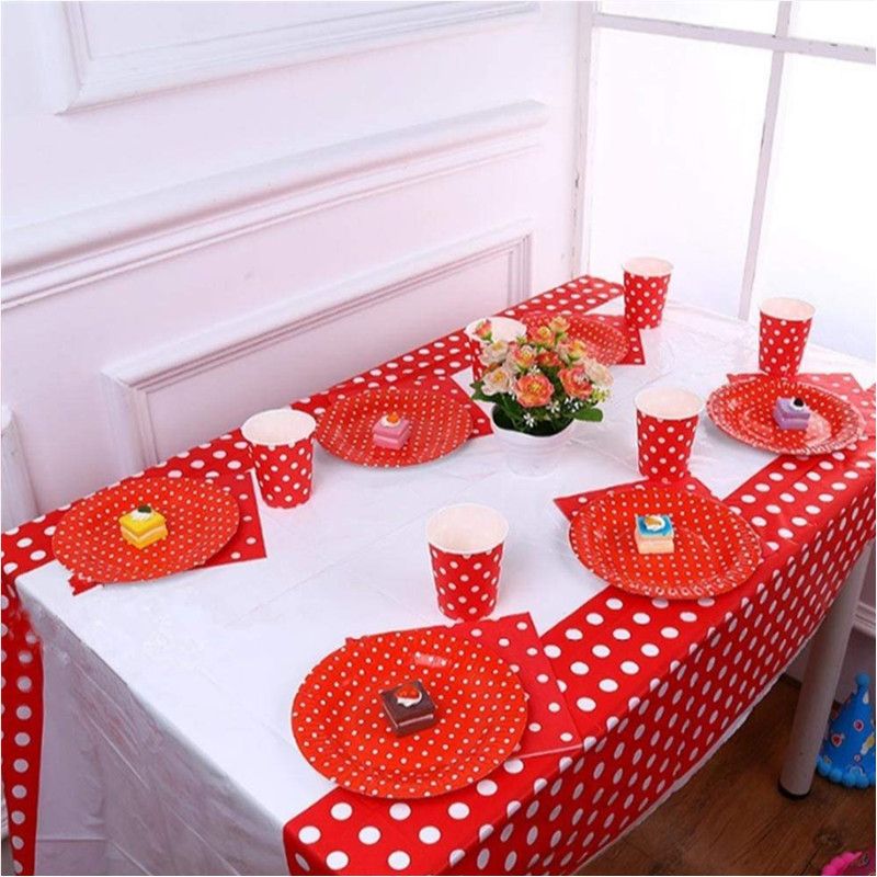 Polka Dot Plastic Table Cloth Kids Birthday Party Decoration Polka Dot Plastic Table Cloth Kids Birthday Party Decoration Baby Shower Supplies Disposable Tablecloth 60 Round Wedding