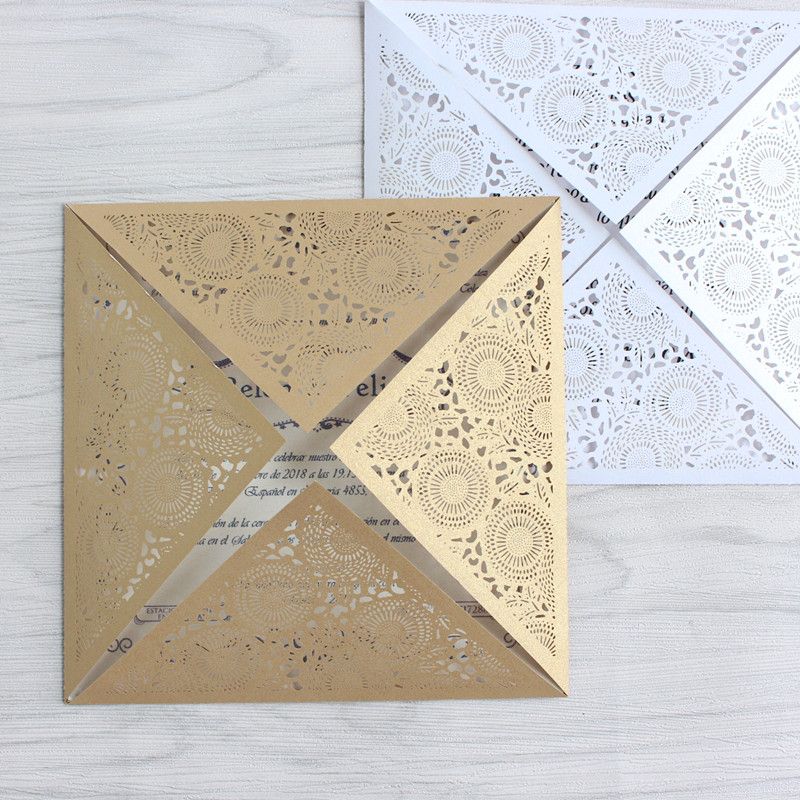 gold laser wedding invitations elegant fold floral marriage baby elegant dinner invitations