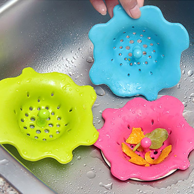 Flower Shape Silicone Kitchen Sink Strainer Filter Round Kitchen Sink Drain Cover Stopper Floor Filter Trap Sink Strainer Home Garden