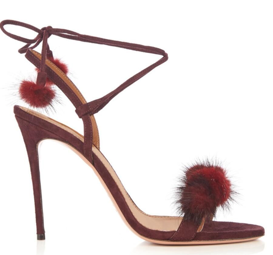 Talón Tobillo Mujer Moda Gladiador Piel Damas Alto Fiesta Sexy 2018 Tacón Pom De Delgados Sandalias Zapatos 5L34jARq