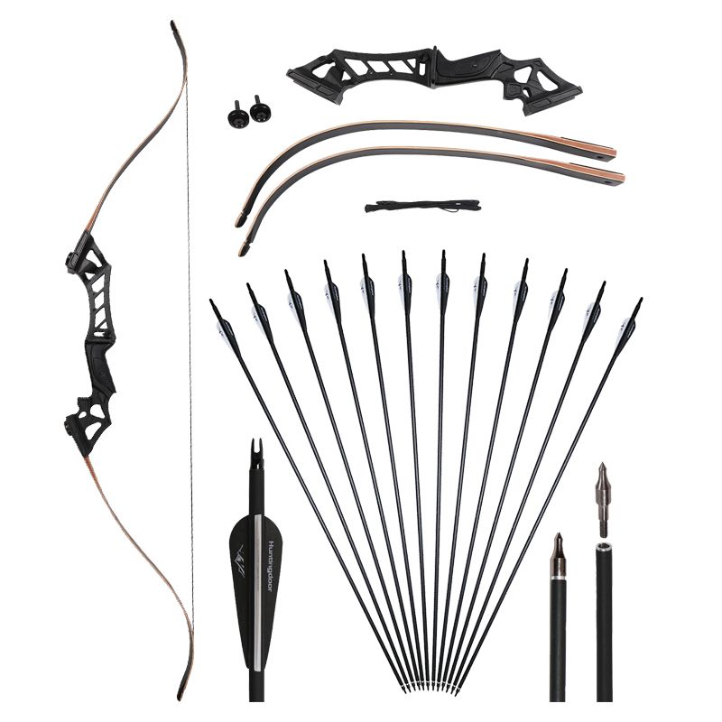 2019 30 50lbs 60'' Archery Takedown Recurve Bow Kit Set Black With 31.5
