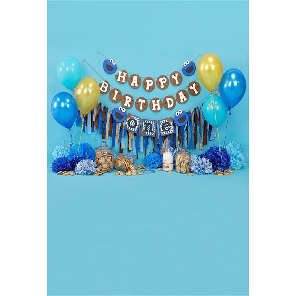 2019 baby boys 1st elmo birthday party photography backdrops blue and gold birthday party