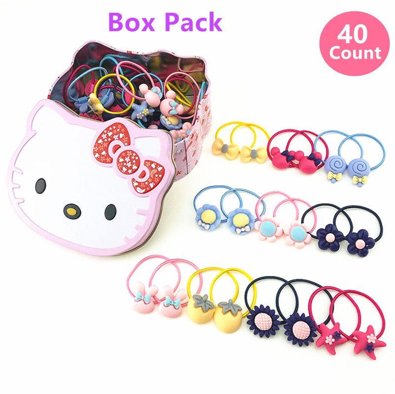Box Flower Cartoon Beads Small Hair Ropes Toddlers Hair Ties Kids